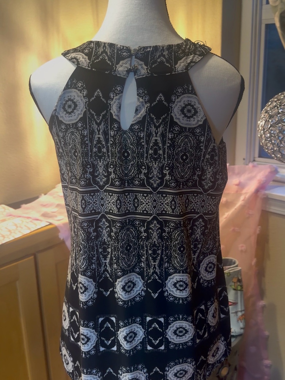 INC International Concepts Black & White Embellished Blouse - Picture 2 of 3